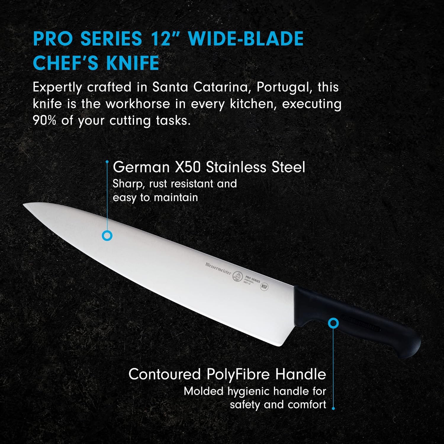 Messermeister Pro Series 12” Tall Blade Chef’s Knife